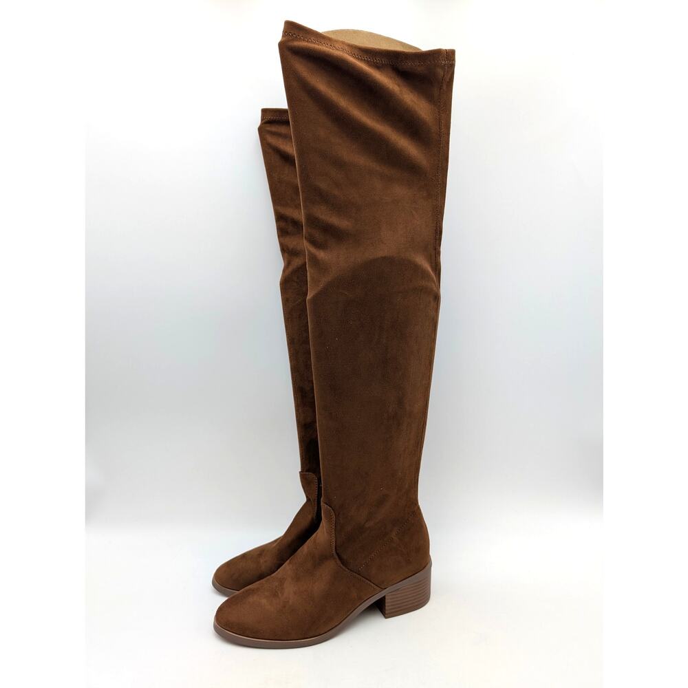 New York & Company Rana Over The Knee Boots Side Zip Women's Brown Sz US6 EU36.5
